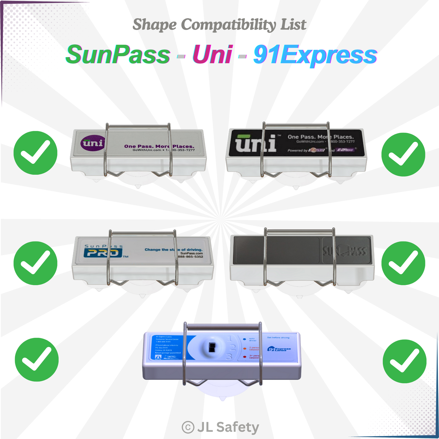 EZ Pass-Port™- UNBREAKABLE Toll Pass Holder for E-ZPass, I Pass, Uni, E-Pass & E-Pass Xtra, Fastrak, NC QuickPass, SunPass & SunPass PRO, Palmetto Pass & more. Patented & Made in USA