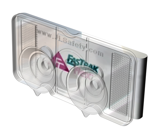 EZ Pass-Mate™ Clear - Universal FasTrak Toll Pass Holder by JL Safety. Sturdy Toll Tag Holder for ALL FasTrak models including FasTrak Flex CAV and FasTrak Standard / Switchable & HOV. Comes with 3 Suction Cup Sizes and 2 Extra Strips. Made in USA