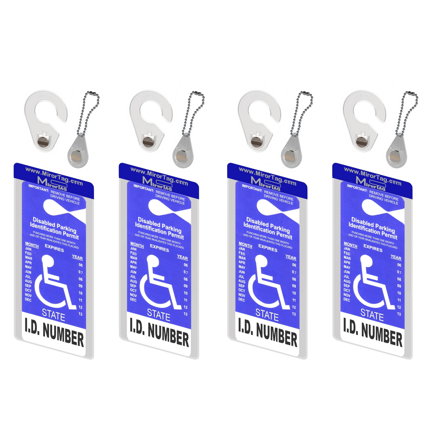 Mirortag™ Holder with Hook & Charm Options- Handicap Placard Holder. Easily Protect, Display & Put Away Your Handicap tag. Magnetically Attach & Detach Your Placard with Your Eyes Closed. Made in USA