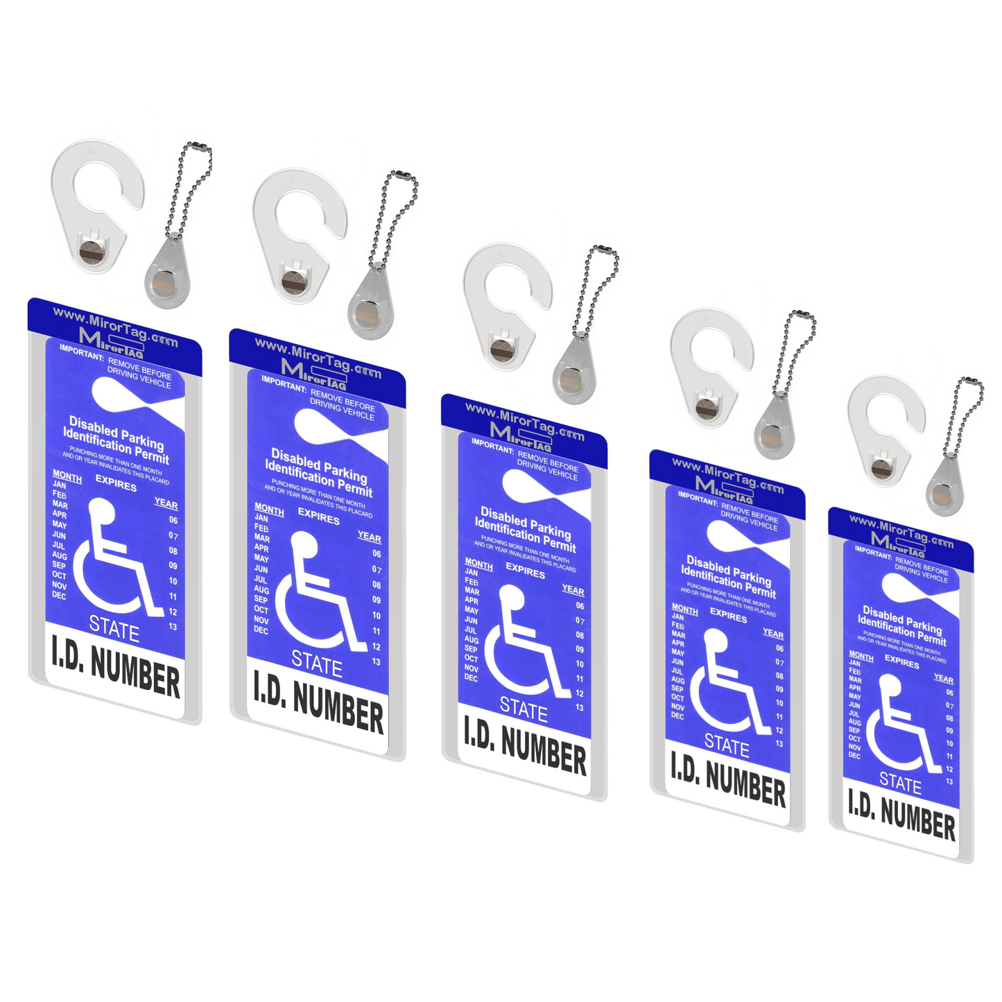 Mirortag™ Holder with Hook & Charm Options- Handicap Placard Holder. Easily Protect, Display & Put Away Your Handicap tag. Magnetically Attach & Detach Your Placard with Your Eyes Closed. Made in USA