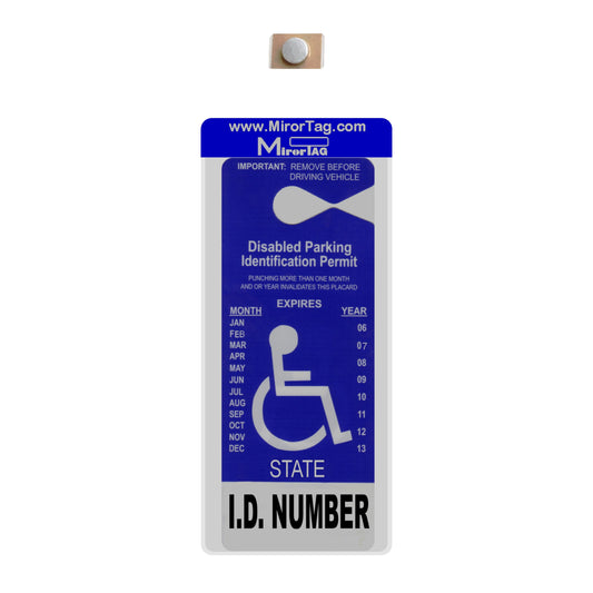 MirorTag Bronze™- Handicapped Parking Placard Holder & Protector. Magnetically Attach & Detach to Magnet on Back of Rearview Mirror. Made in USA